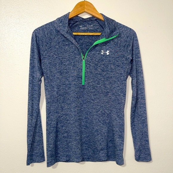Under Armour Quarter 1/4 Zip Long Sleeve Shirt Heathered Dark Blue XS - Picture 1 of 5